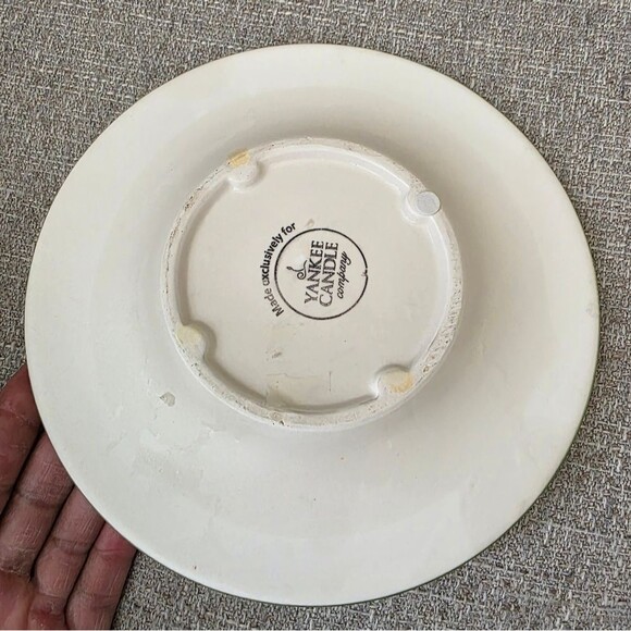 Yankee Candle Large Jar Shade & Plate Queen Anne Flowers Bees Etched Flaws - Picture 10 of 15